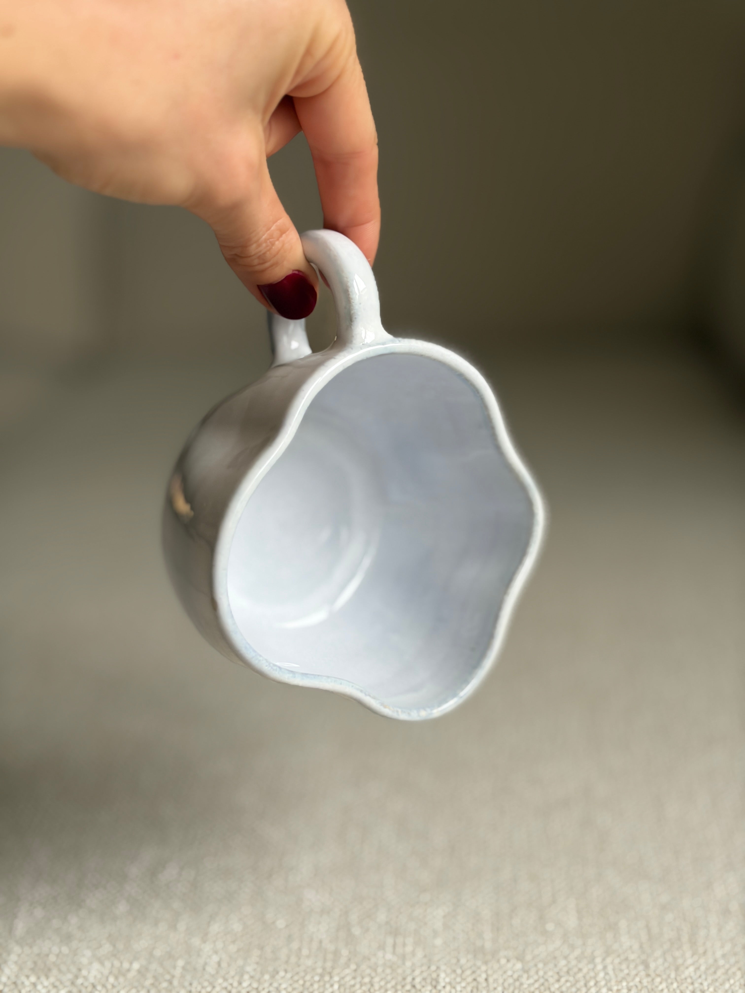 Kaffeetasse mit Henkel - Eisblau